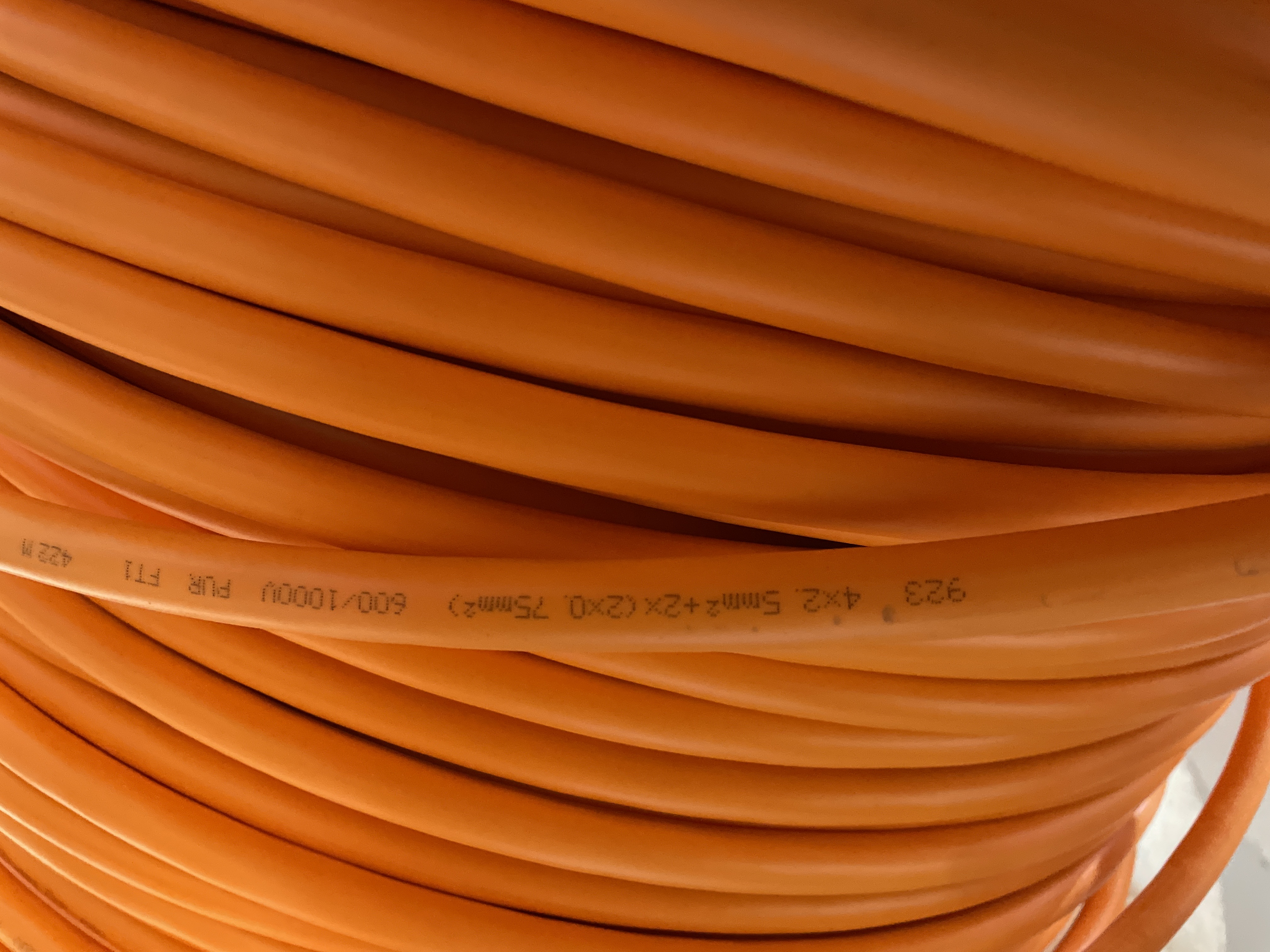 Cable PUR flexible de 8 hilos, cubierta naranja · CAB-4-250-2P100-OG-USH-SC