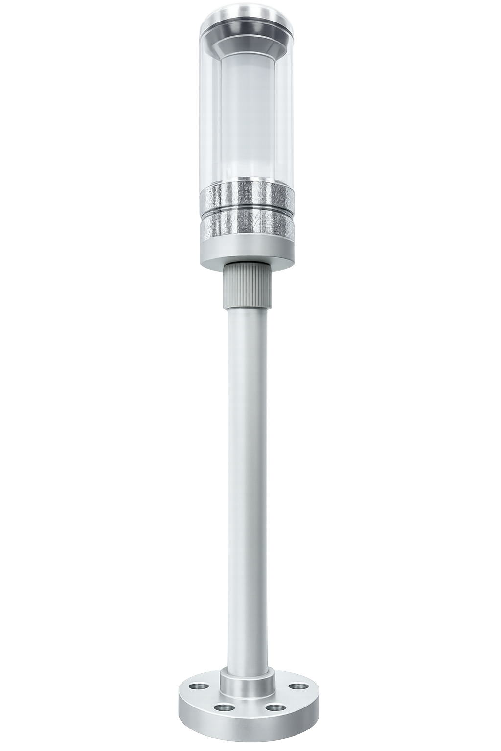 LED signal tower Ø50 mm on pole with folding base, aluminium body, single 3-colour tier, 24 V DC, IP40