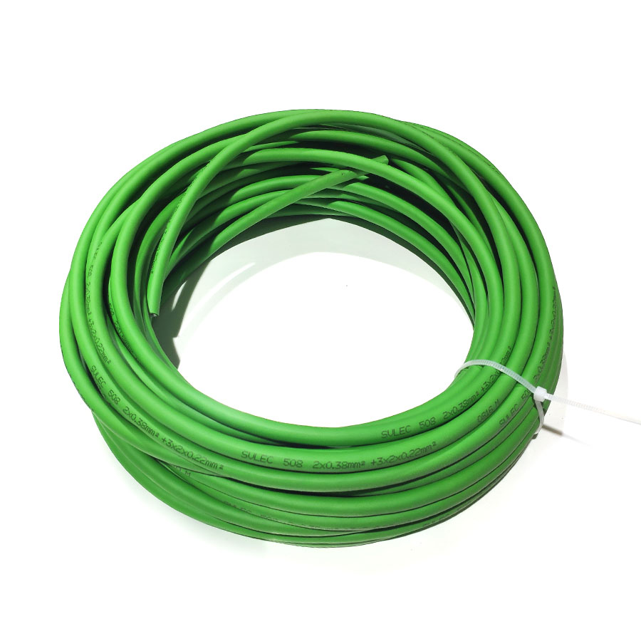 Cabo flexível PUR de 8 núcleos, bainha verde · CAB-3P022-1P038-GN-USH-SC
