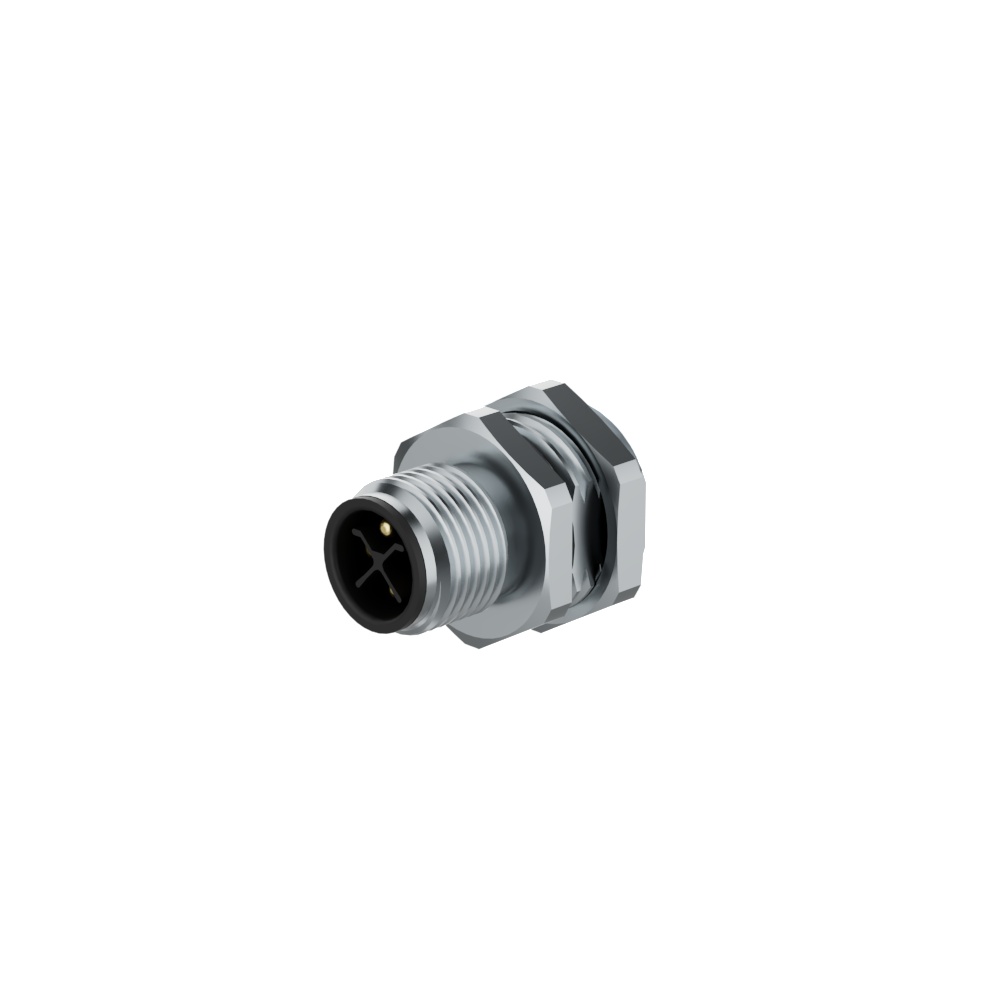 M12, S plate front, 4-pin male, glue potted, field welded connector · SCAC-M12-MF-4P-S-coded