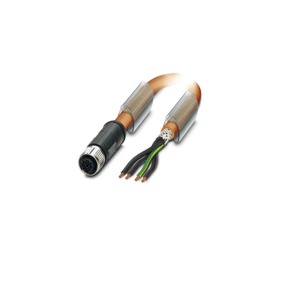 M12, hebilla en S, conector circular, hembra de 4 pines, blindado recto · SCAC-M12-4P-FS-SH-S-coded